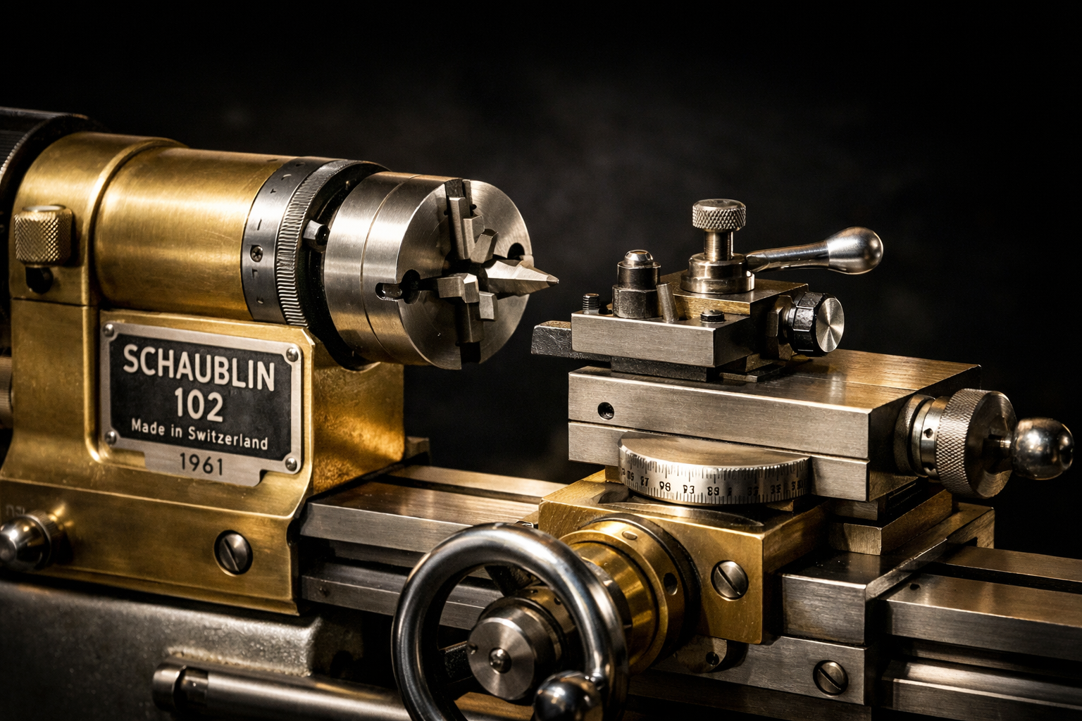 Vintage watchmaker's lathe for precision turning